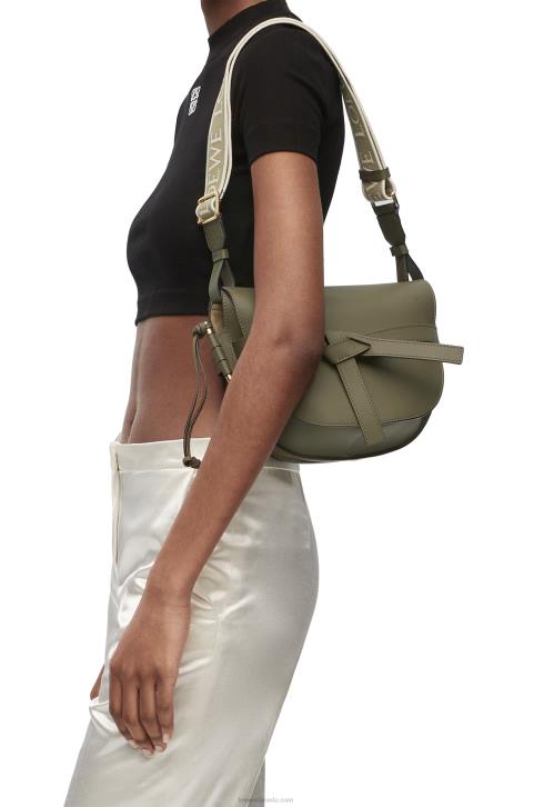 Loewe Small Gate bag in soft calfskin and jacquard 688V256 Women Autumn Green