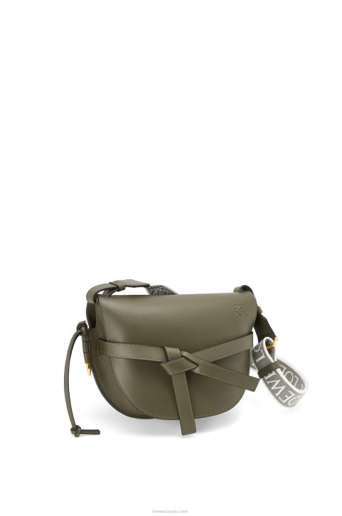Loewe Small Gate bag in soft calfskin and jacquard 688V256 Women Autumn Green