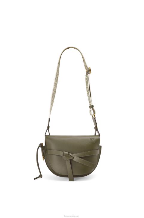 Loewe Small Gate bag in soft calfskin and jacquard 688V256 Women Autumn Green