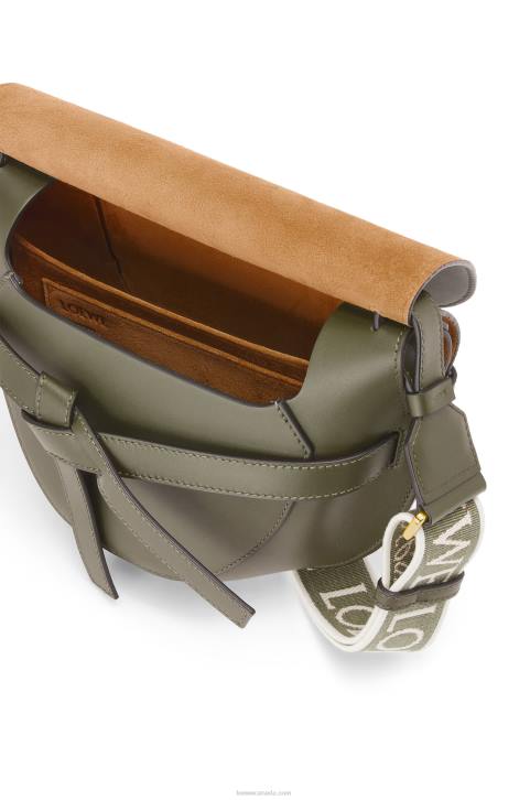 Loewe Small Gate bag in soft calfskin and jacquard 688V256 Women Autumn Green