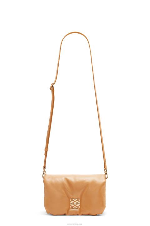 Loewe Mini Puffer Goya bag in shiny nappa lambskin 688V245 Women Camel