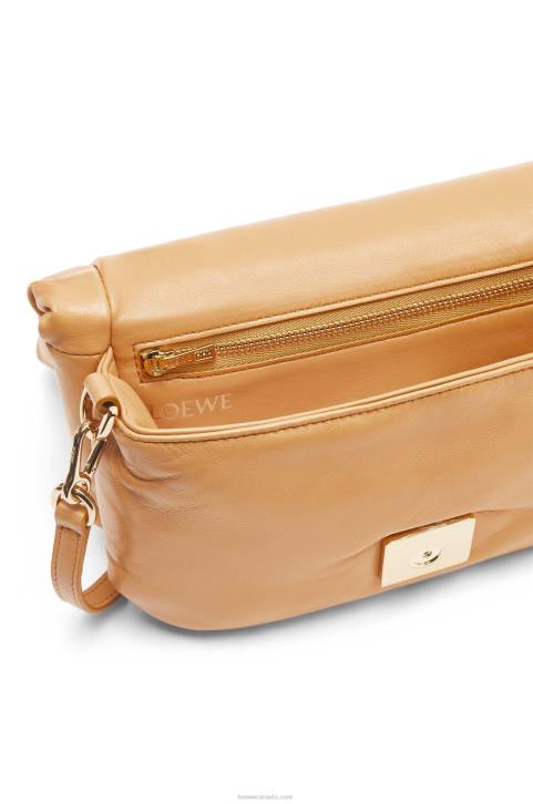 Loewe Mini Puffer Goya bag in shiny nappa lambskin 688V245 Women Camel