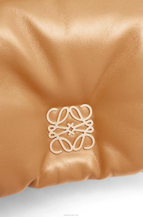 Loewe Mini Puffer Goya bag in shiny nappa lambskin 688V245 Women Camel