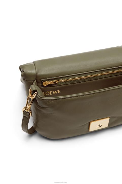 Loewe Mini Puffer Goya bag in shiny nappa lambskin 688V246 Women Dark Khaki Green