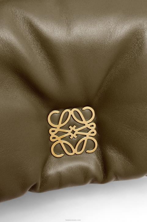 Loewe Mini Puffer Goya bag in shiny nappa lambskin 688V246 Women Dark Khaki Green