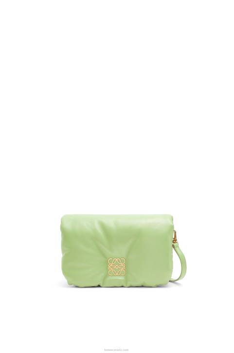 Loewe Mini Puffer Goya bag in shiny nappa lambskin 688V247 Women Light Pale Green