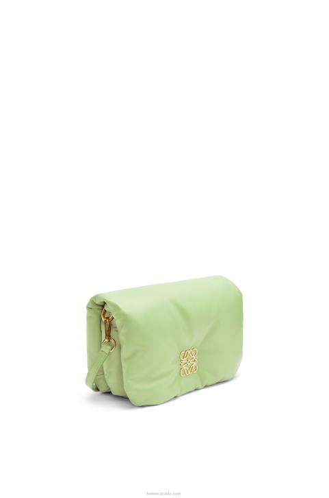 Loewe Mini Puffer Goya bag in shiny nappa lambskin 688V247 Women Light Pale Green