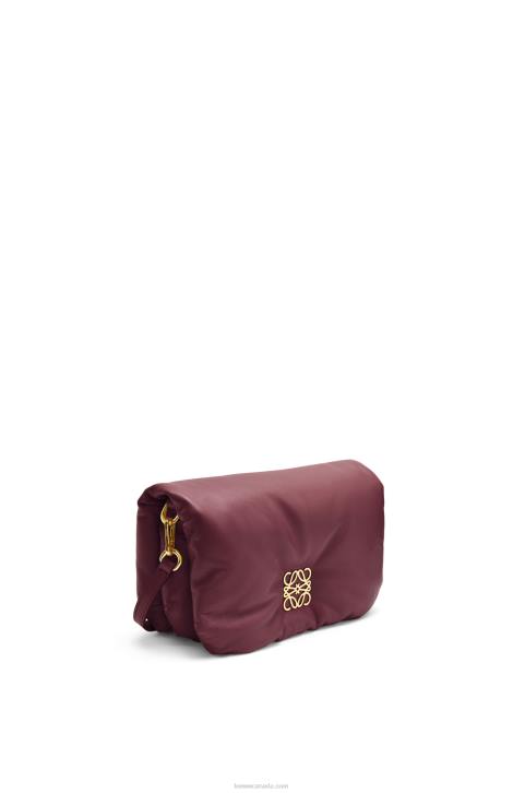 Loewe Mini Puffer Goya bag in shiny nappa lambskin 688V251 Women Burgundy