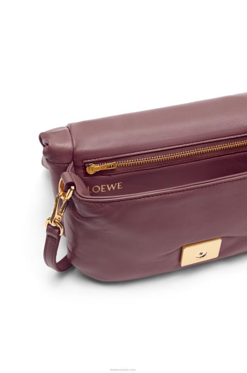 Loewe Mini Puffer Goya bag in shiny nappa lambskin 688V251 Women Burgundy