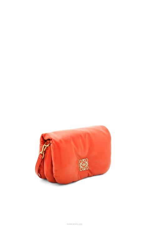 Loewe Mini Puffer Goya bag in shiny nappa lambskin 688V326 Women Sunrise Orange