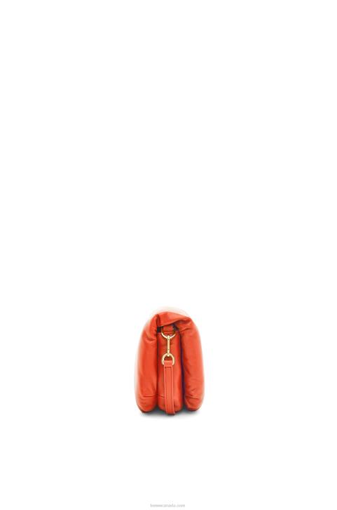 Loewe Mini Puffer Goya bag in shiny nappa lambskin 688V326 Women Sunrise Orange