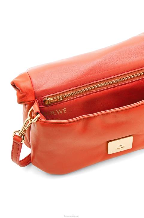 Loewe Mini Puffer Goya bag in shiny nappa lambskin 688V326 Women Sunrise Orange