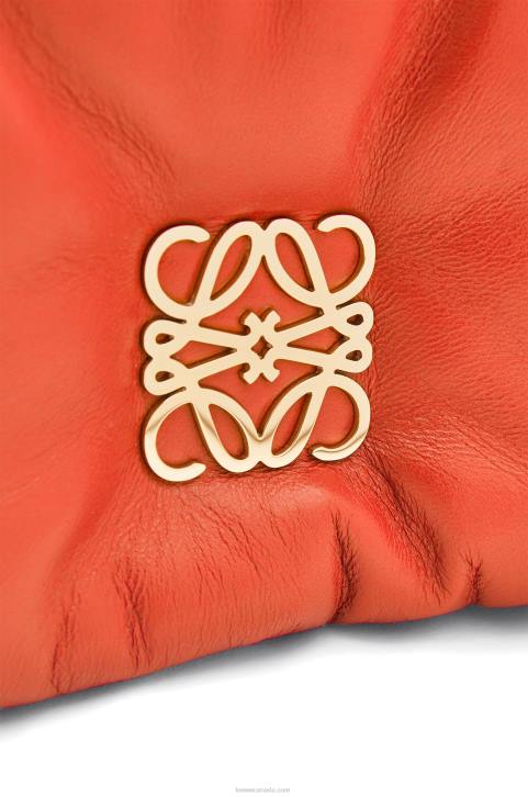 Loewe Mini Puffer Goya bag in shiny nappa lambskin 688V326 Women Sunrise Orange