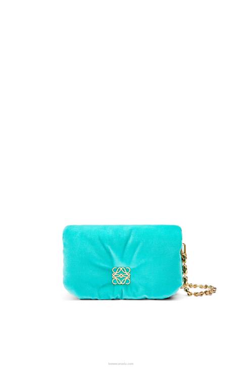 Loewe Mini Puffer Goya bag in velvet 688V248 Women Caribbean Blue