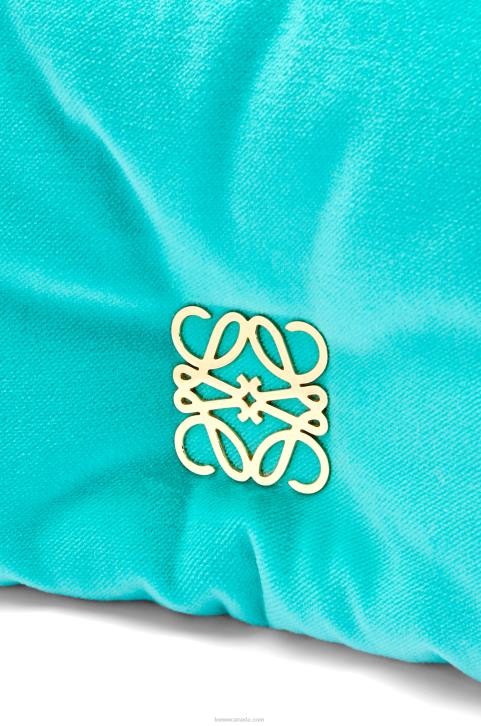 Loewe Mini Puffer Goya bag in velvet 688V248 Women Caribbean Blue