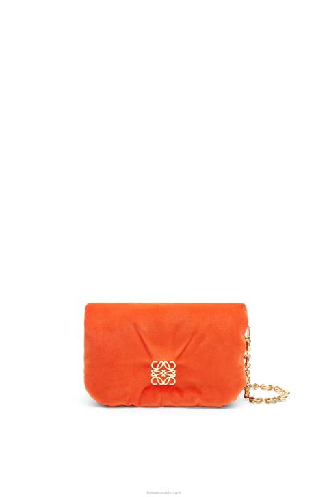 Loewe Mini Puffer Goya bag in velvet 688V249 Women Coral Red