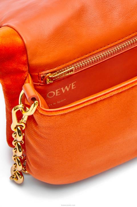 Loewe Mini Puffer Goya bag in velvet 688V249 Women Coral Red