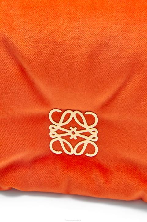 Loewe Mini Puffer Goya bag in velvet 688V249 Women Coral Red