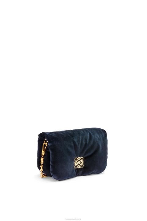 Loewe Mini Puffer Goya bag in velvet 688V250 Women Dark Blue