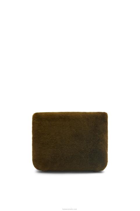 Loewe Puffer Goya bag in shearling 688V468 Women Khaki Green