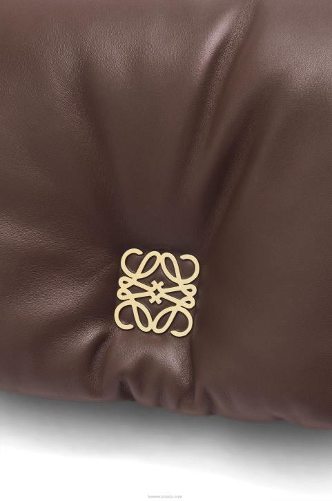 Loewe Puffer Goya bag in shiny nappa lambskin 688V383 Women Dark Chocolate