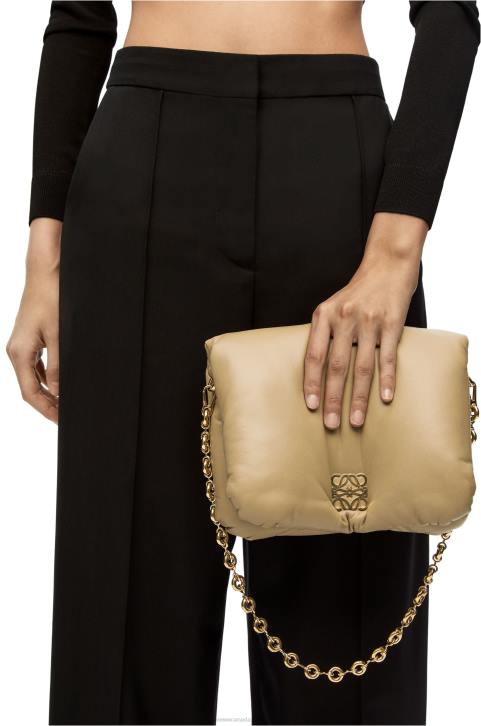 Loewe Puffer Goya bag in shiny nappa lambskin 688V386 Women Clay Green