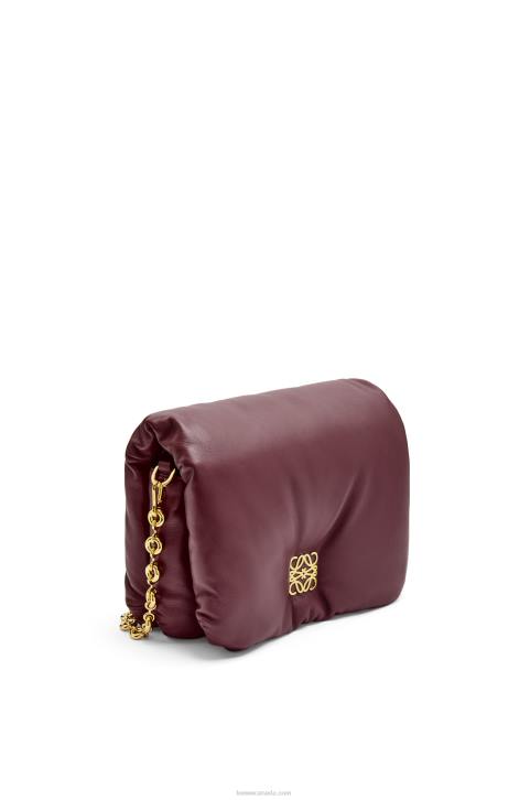 Loewe Puffer Goya bag in shiny nappa lambskin 688V416 Women Burgundy