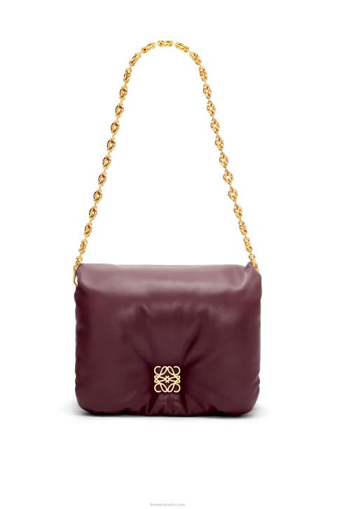 Loewe Puffer Goya bag in shiny nappa lambskin 688V416 Women Burgundy