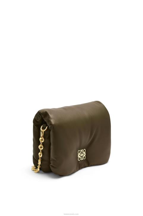 Loewe Puffer Goya bag in shiny nappa lambskin 688V465 Women Dark Khaki Green