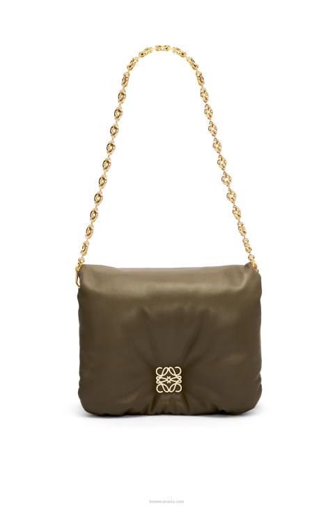 Loewe Puffer Goya bag in shiny nappa lambskin 688V465 Women Dark Khaki Green