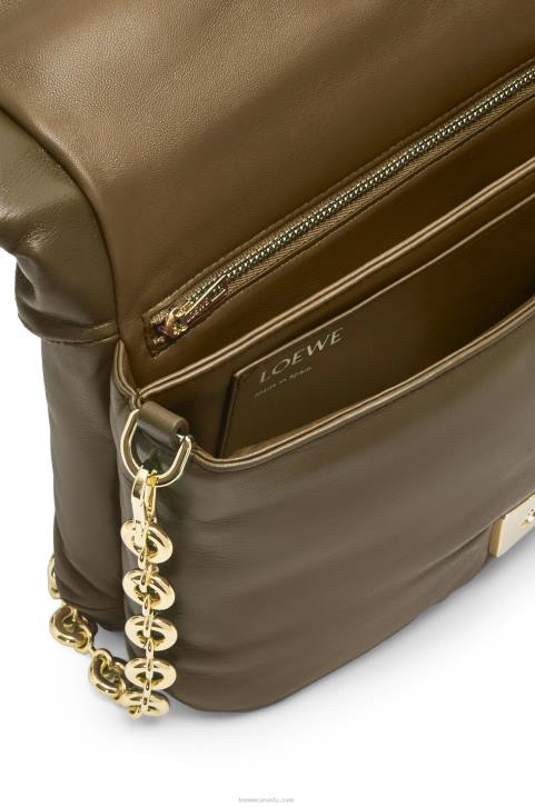 Loewe Puffer Goya bag in shiny nappa lambskin 688V465 Women Dark Khaki Green