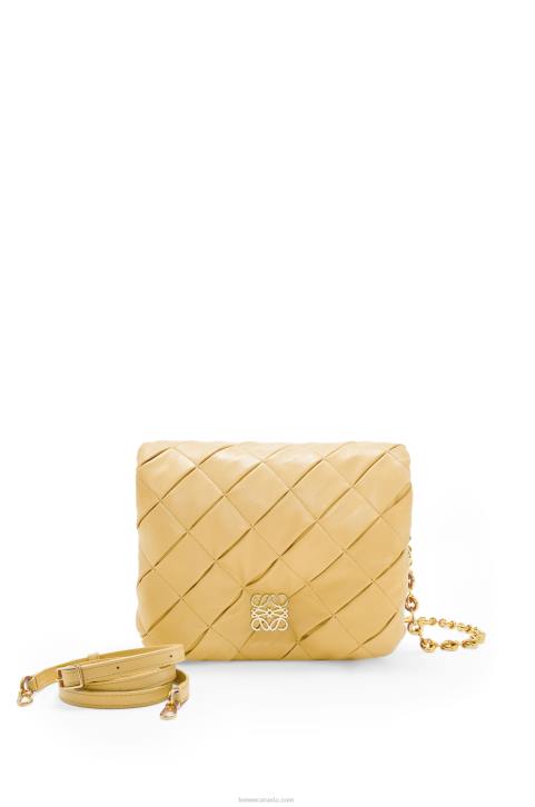 Loewe Puffer Goya in pleated shiny nappa lambskin 688V381 Women Dark Butter