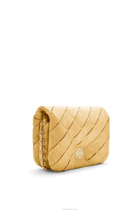 Loewe Puffer Goya in pleated shiny nappa lambskin 688V381 Women Dark Butter