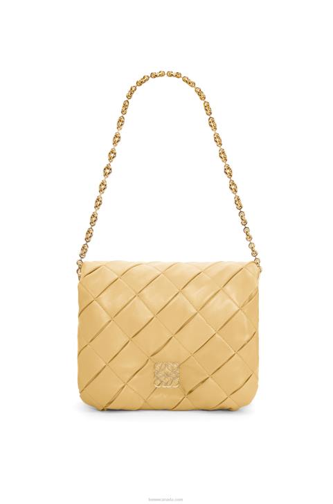 Loewe Puffer Goya in pleated shiny nappa lambskin 688V381 Women Dark Butter