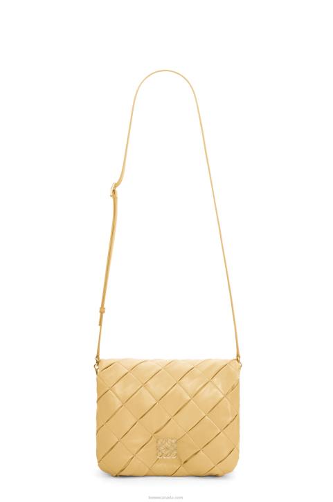 Loewe Puffer Goya in pleated shiny nappa lambskin 688V381 Women Dark Butter