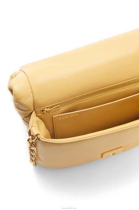 Loewe Puffer Goya in pleated shiny nappa lambskin 688V381 Women Dark Butter