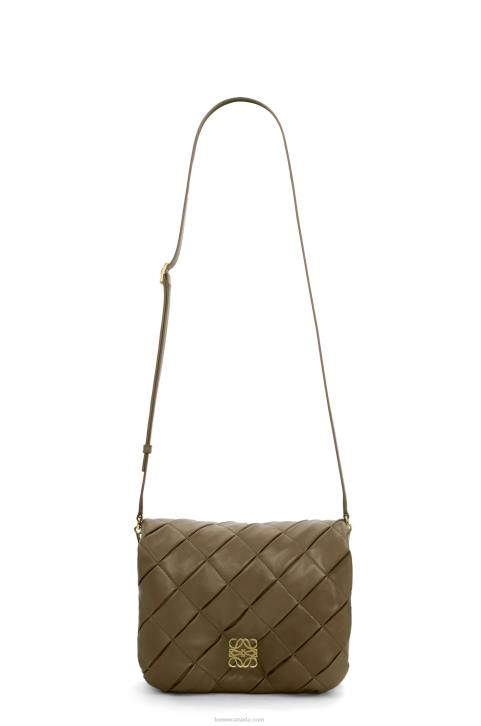 Loewe Puffer Goya in pleated shiny nappa lambskin 688V382 Women Dark Khaki Green