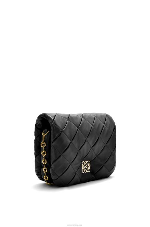 Loewe Puffer Goya in pleated shiny nappa lambskin 688V384 Women Black