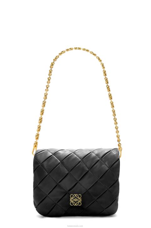 Loewe Puffer Goya in pleated shiny nappa lambskin 688V384 Women Black