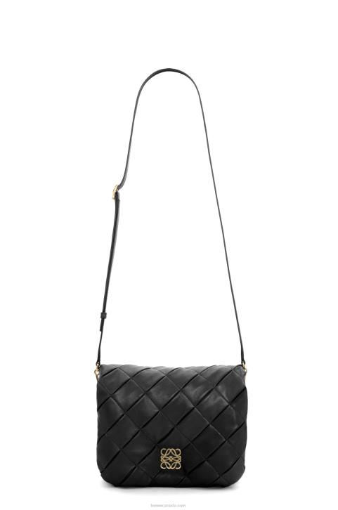 Loewe Puffer Goya in pleated shiny nappa lambskin 688V384 Women Black