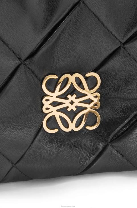 Loewe Puffer Goya in pleated shiny nappa lambskin 688V384 Women Black