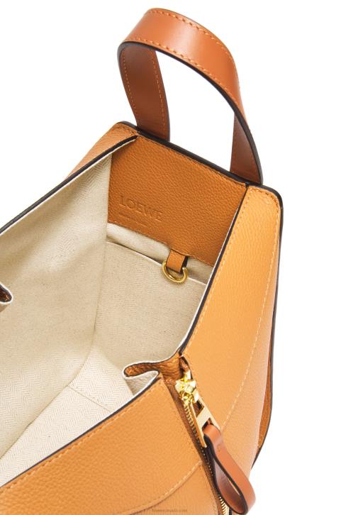 Loewe Compact Hammock bag in soft grained calfskin 688V407 Women Light Caramel