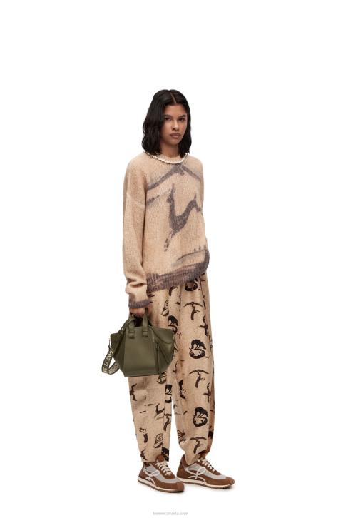 Loewe Compact Hammock in satin calfskin 688V431 Women Tea Dust Glaze