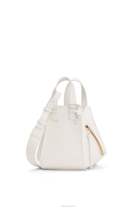 Loewe Compact Hammock in satin calfskin 688V462 Women White Glaze