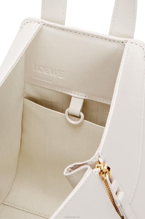 Loewe Compact Hammock in satin calfskin 688V462 Women White Glaze