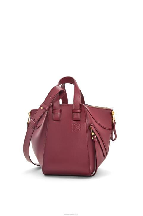Loewe Hammock compact bag in classic calfskin 688V340 Women Wild Berry