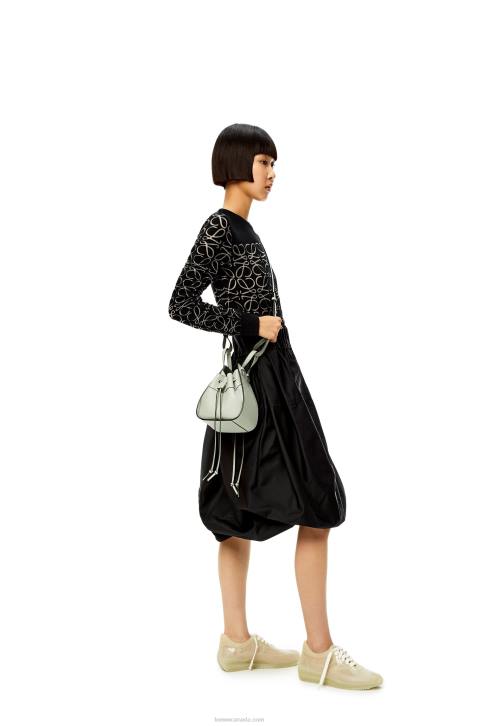 Loewe Mini Hammock drawstring in classic calfskin 688V290 Women Ash Grey