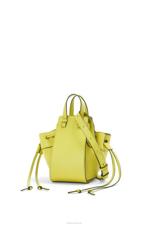 Loewe Mini Hammock drawstring in classic calfskin 688V297 Women Lime Yellow