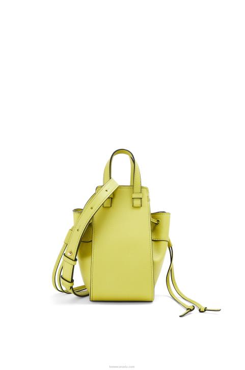 Loewe Mini Hammock drawstring in classic calfskin 688V297 Women Lime Yellow