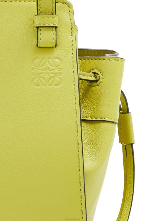 Loewe Mini Hammock drawstring in classic calfskin 688V297 Women Lime Yellow